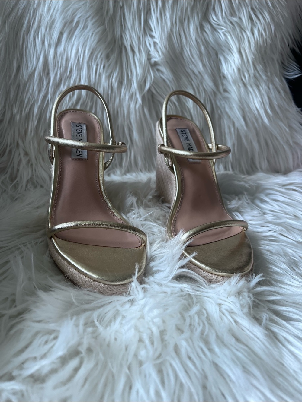 Steve Madden Gold Metallic Espadrille Wedge Sandals